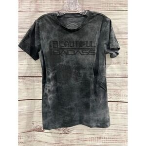 Grunt Style Beautiful Badass Gray Tie Dye Graphic Tee Shirt Large GS US 1776